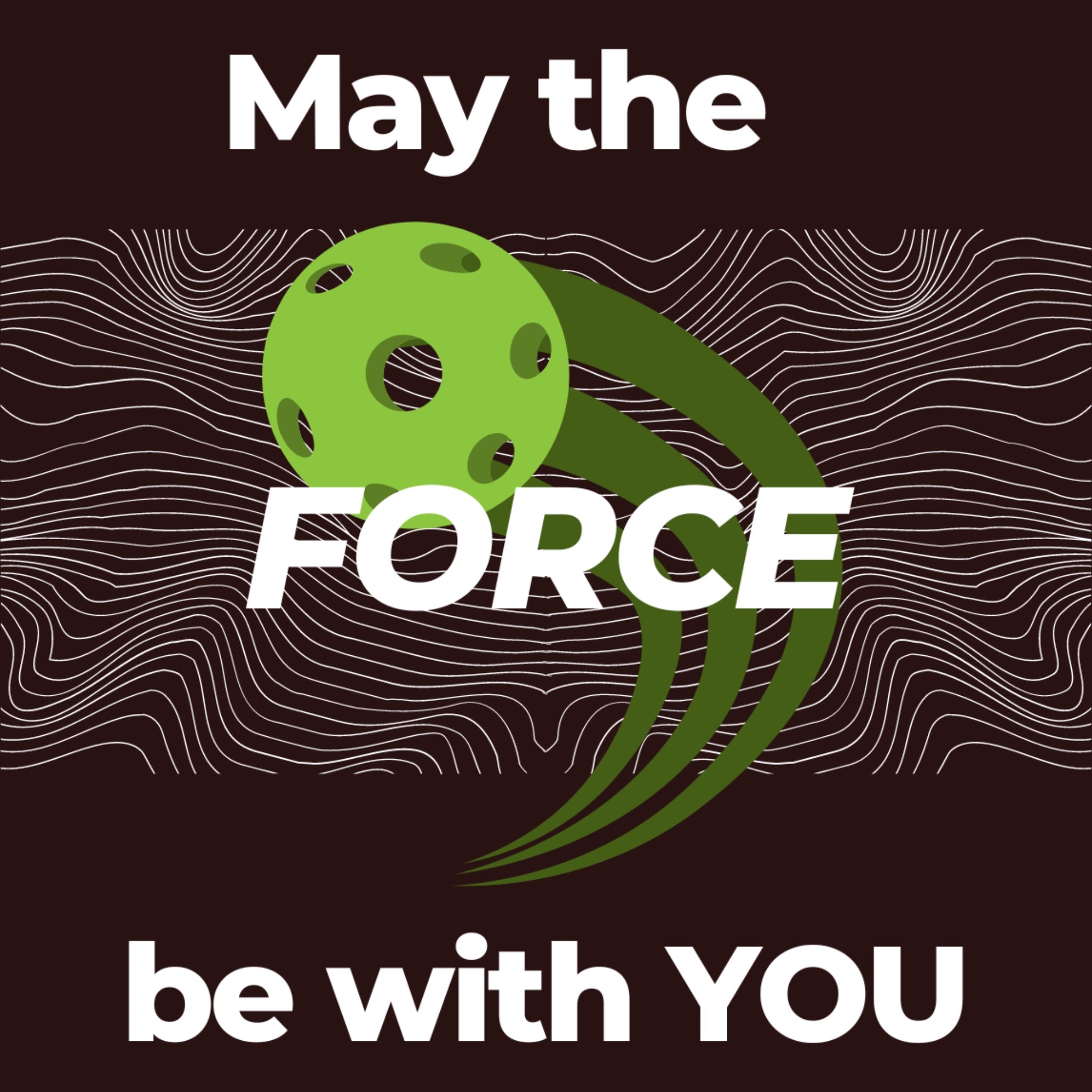 Pickleball T-shirt with slogan May the Force be With You on White topographic Lines