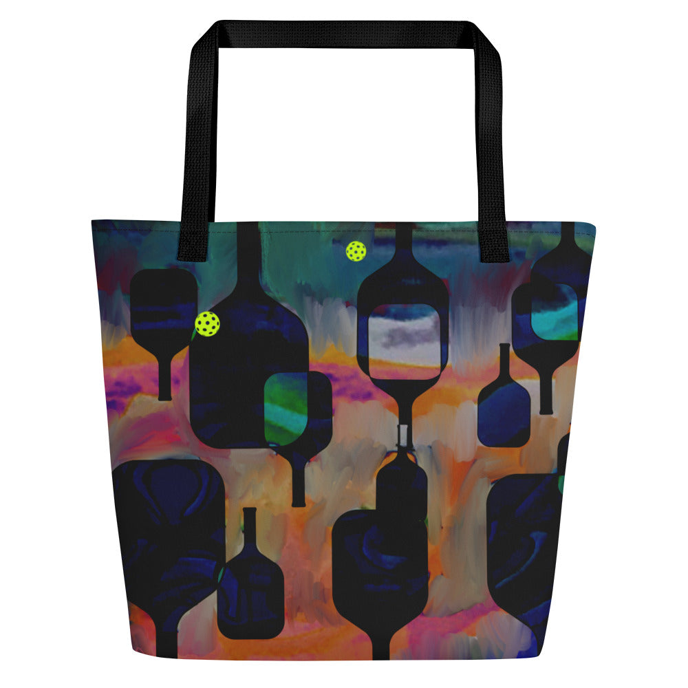 Artistic Pickleball All-Over Print Large Tote Bag - Pickleball Paddle I