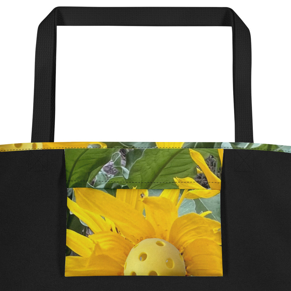 Artistic Pickleball All-Over Print Large Tote Bag - MT Balsam Root (Where Pickleballs Grow)