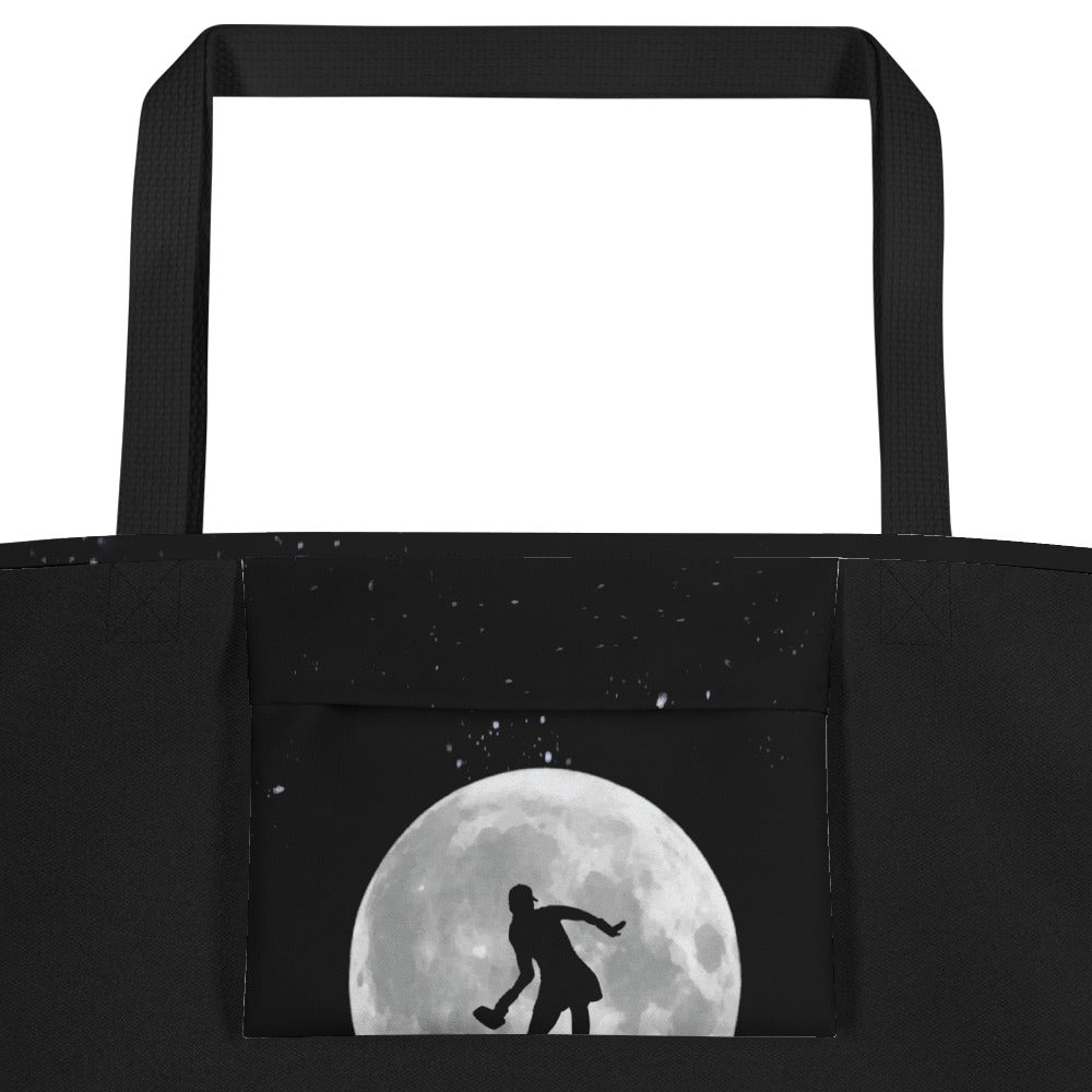 Artistic Pickleball All-Over Print Large Tote Bag- Pickleball Gals Moon