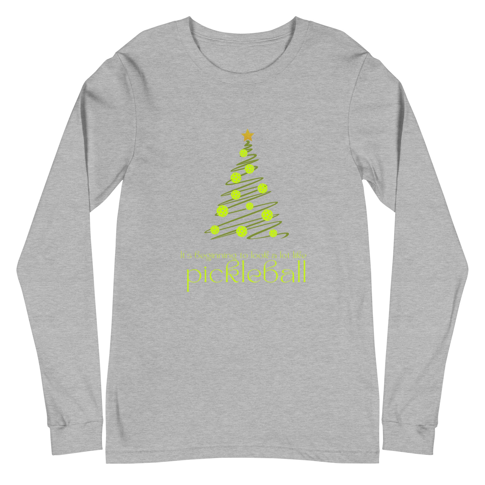 Unisex Pickleball Long Sleeve Tee - Xmas - It's Beginning to Look a Lot Like Pickleball