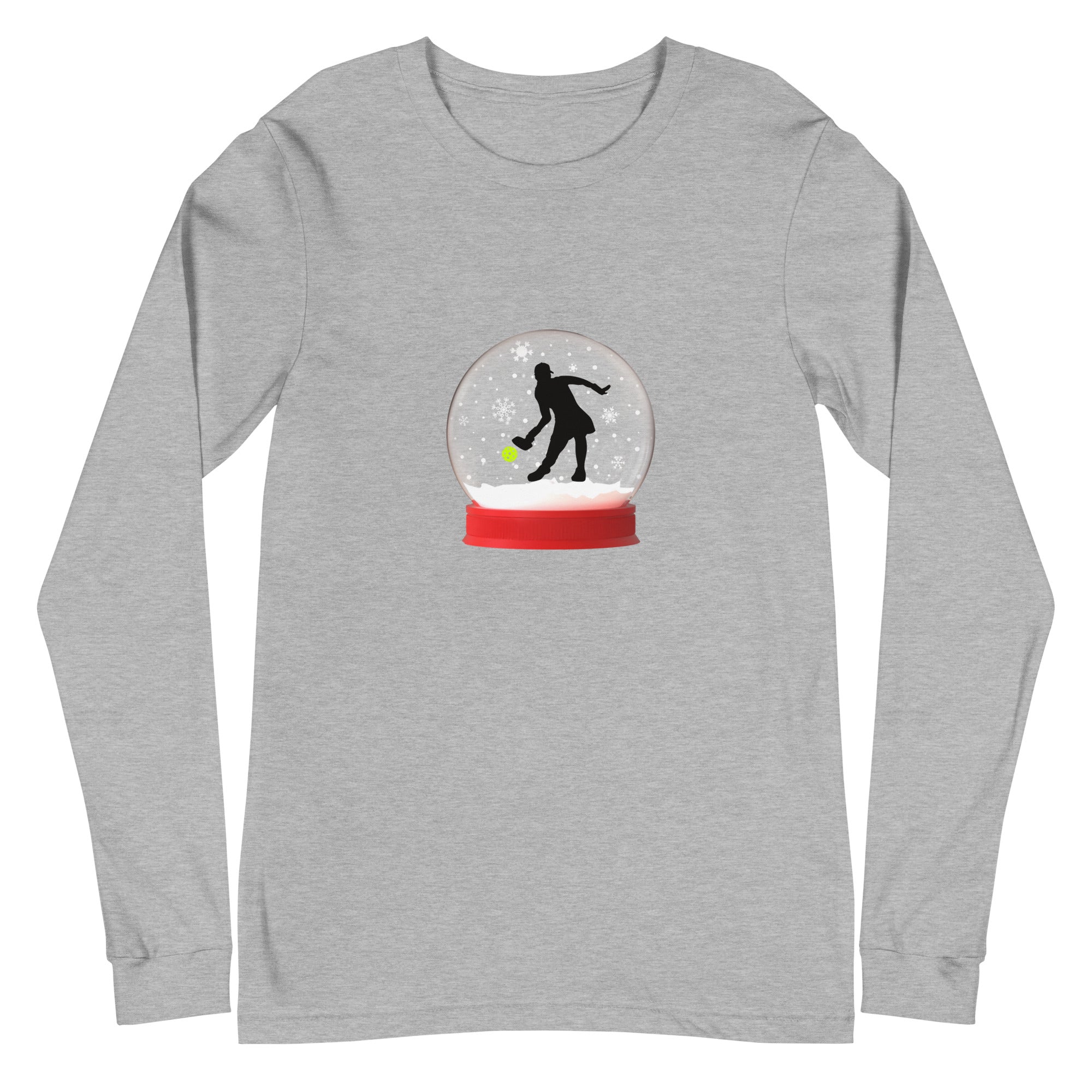 Unisex Pickleball Long Sleeve Tee - Xmas - Pickleball Christmas Snow Globe