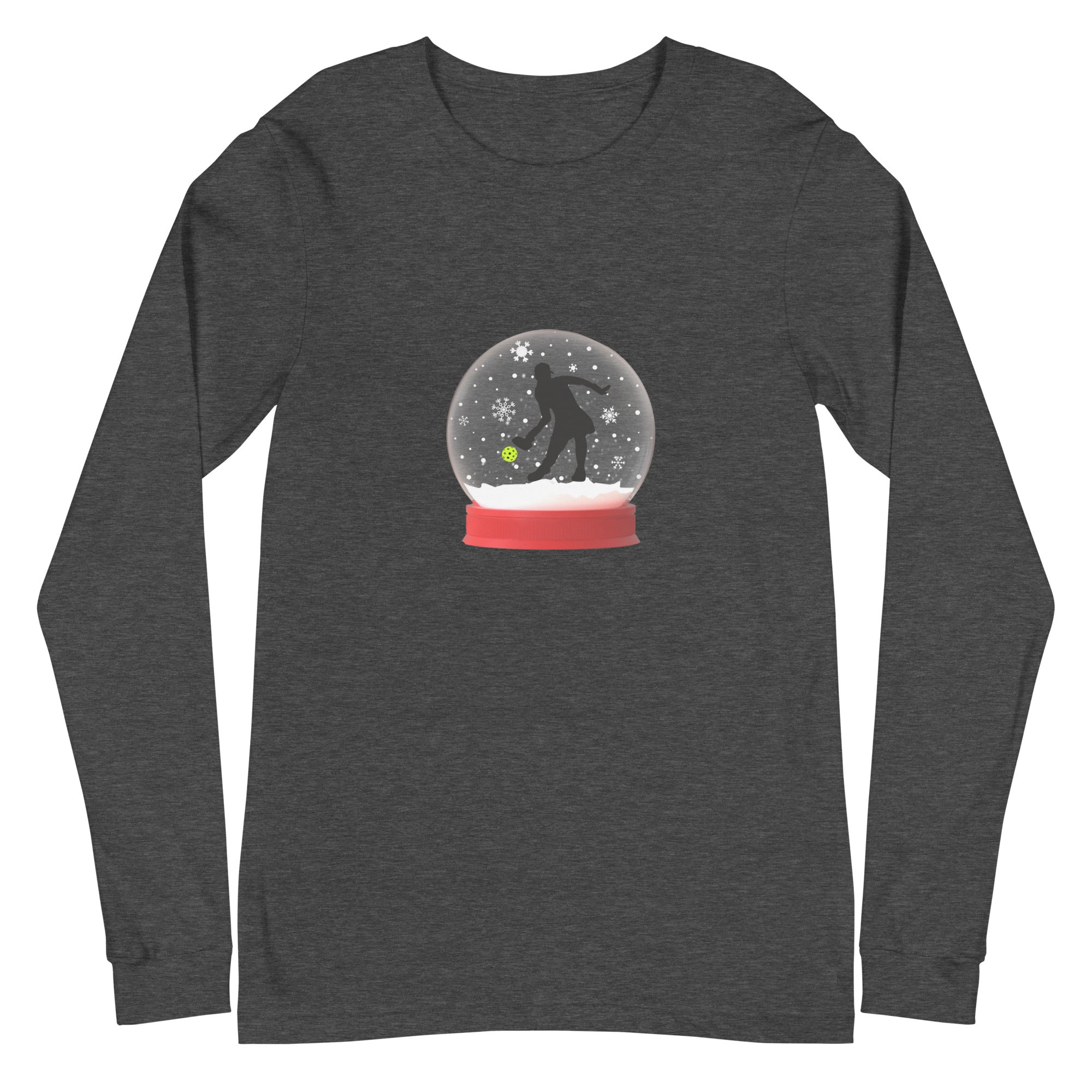 Unisex Pickleball Long Sleeve Tee - Xmas - Pickleball Christmas Snow Globe