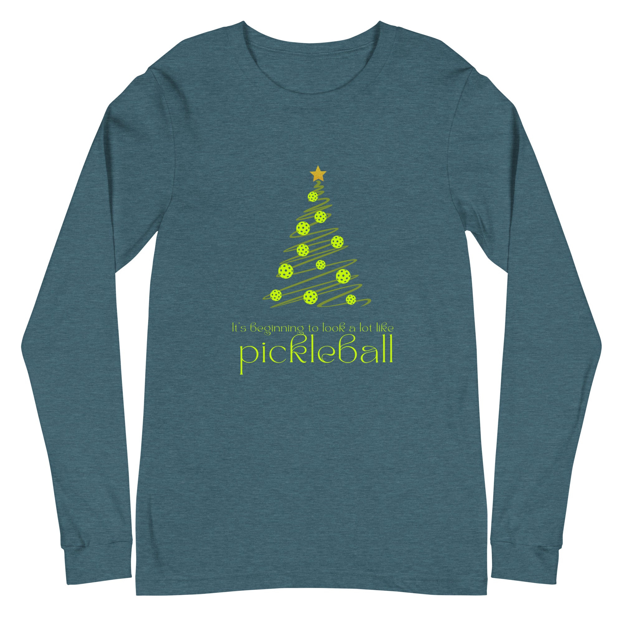 Unisex Pickleball Long Sleeve Tee - Xmas - It's Beginning to Look a Lot Like Pickleball