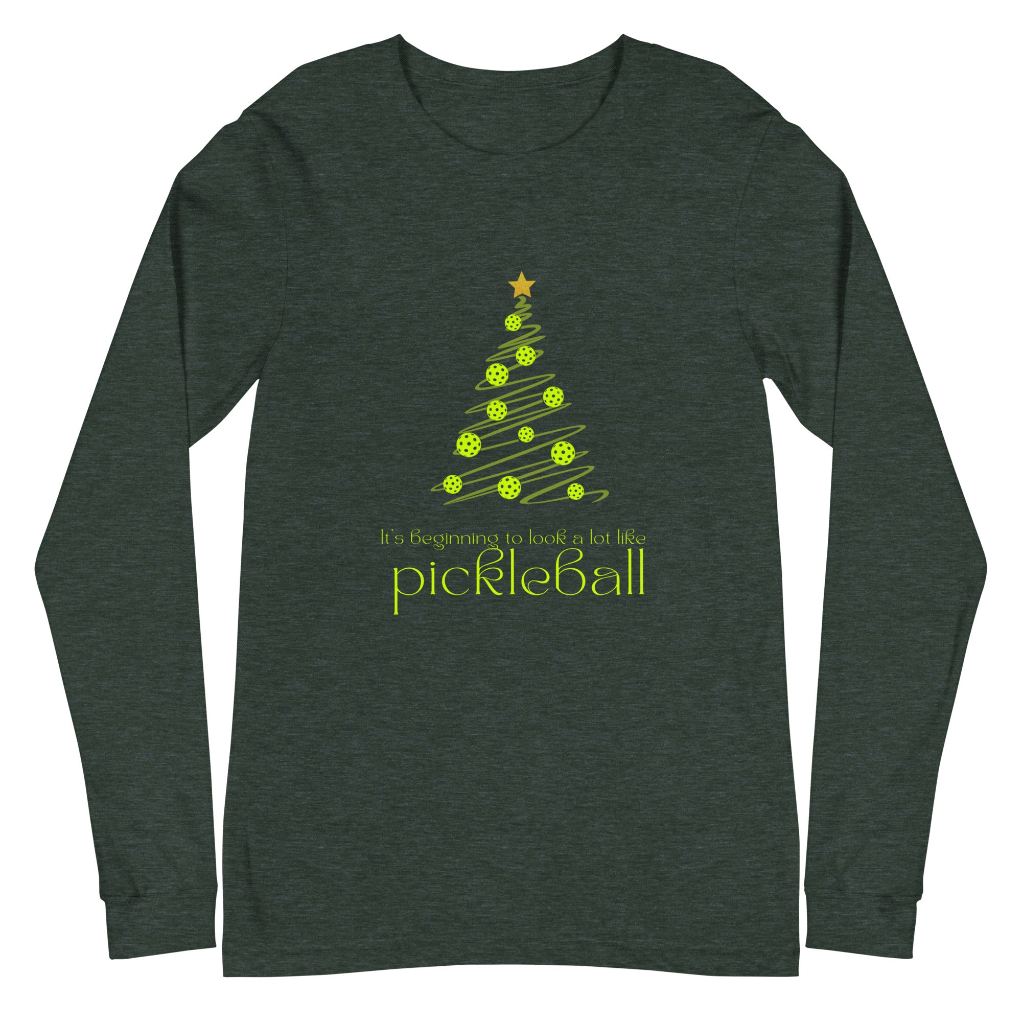 Unisex Pickleball Long Sleeve Tee - Xmas - It's Beginning to Look a Lot Like Pickleball