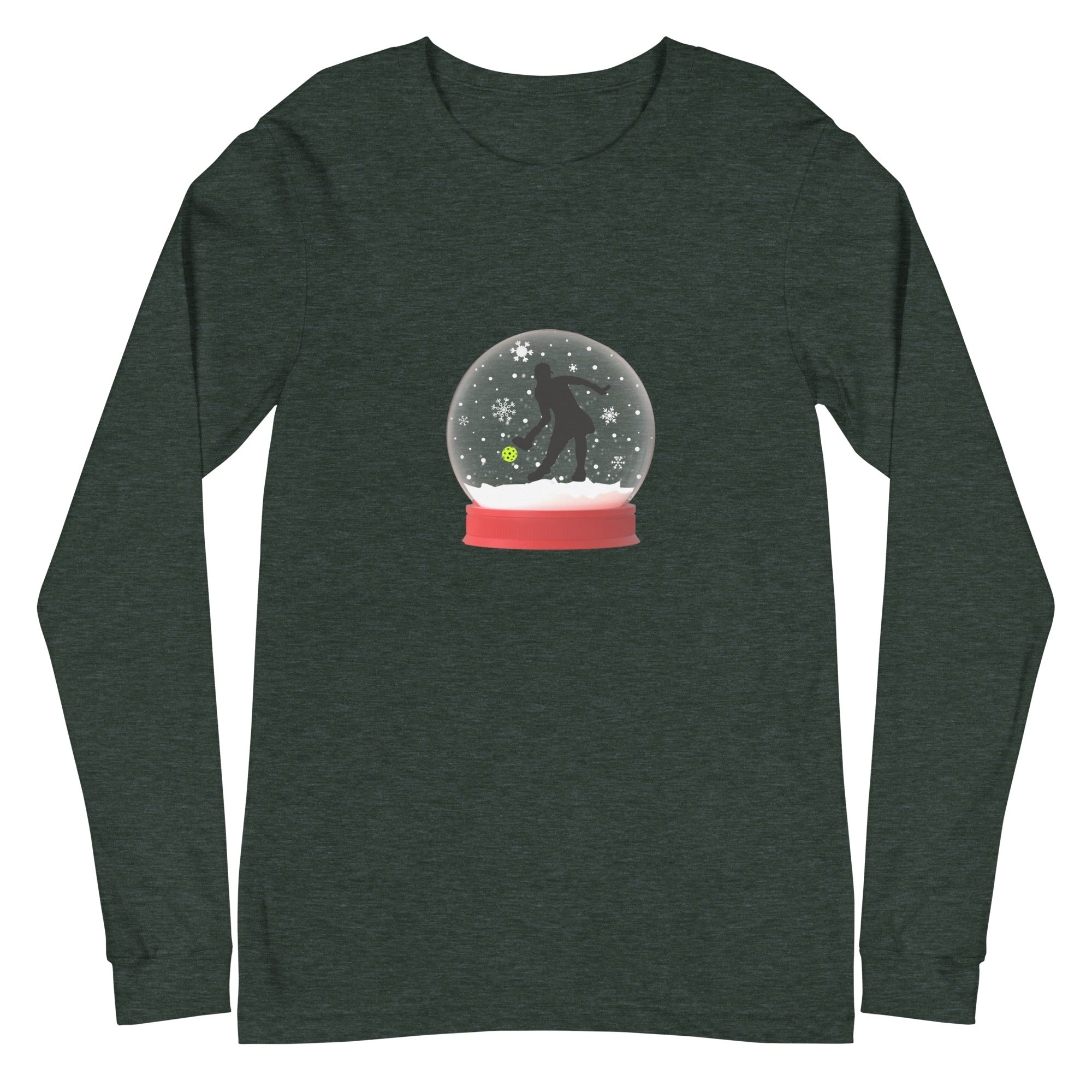 Unisex Pickleball Long Sleeve Tee - Xmas - Pickleball Christmas Snow Globe