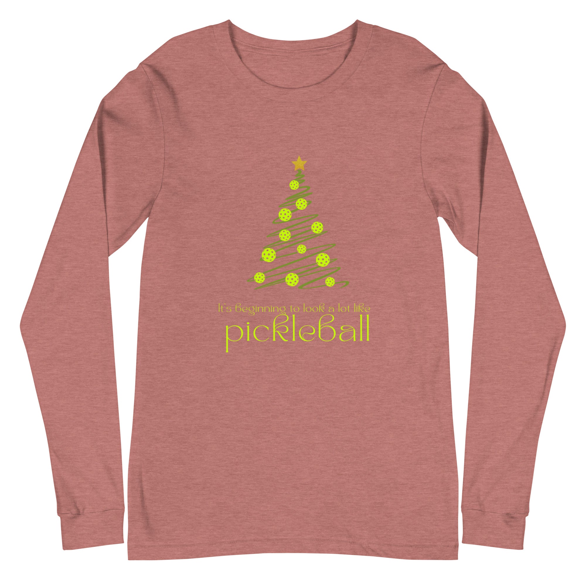 Unisex Pickleball Long Sleeve Tee - Xmas - It's Beginning to Look a Lot Like Pickleball