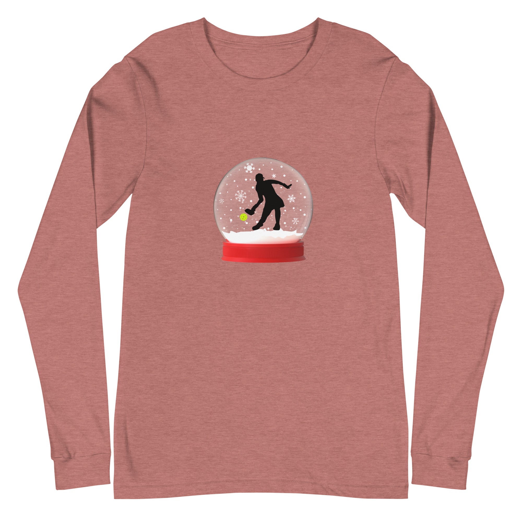 Unisex Pickleball Long Sleeve Tee - Xmas - Pickleball Christmas Snow Globe