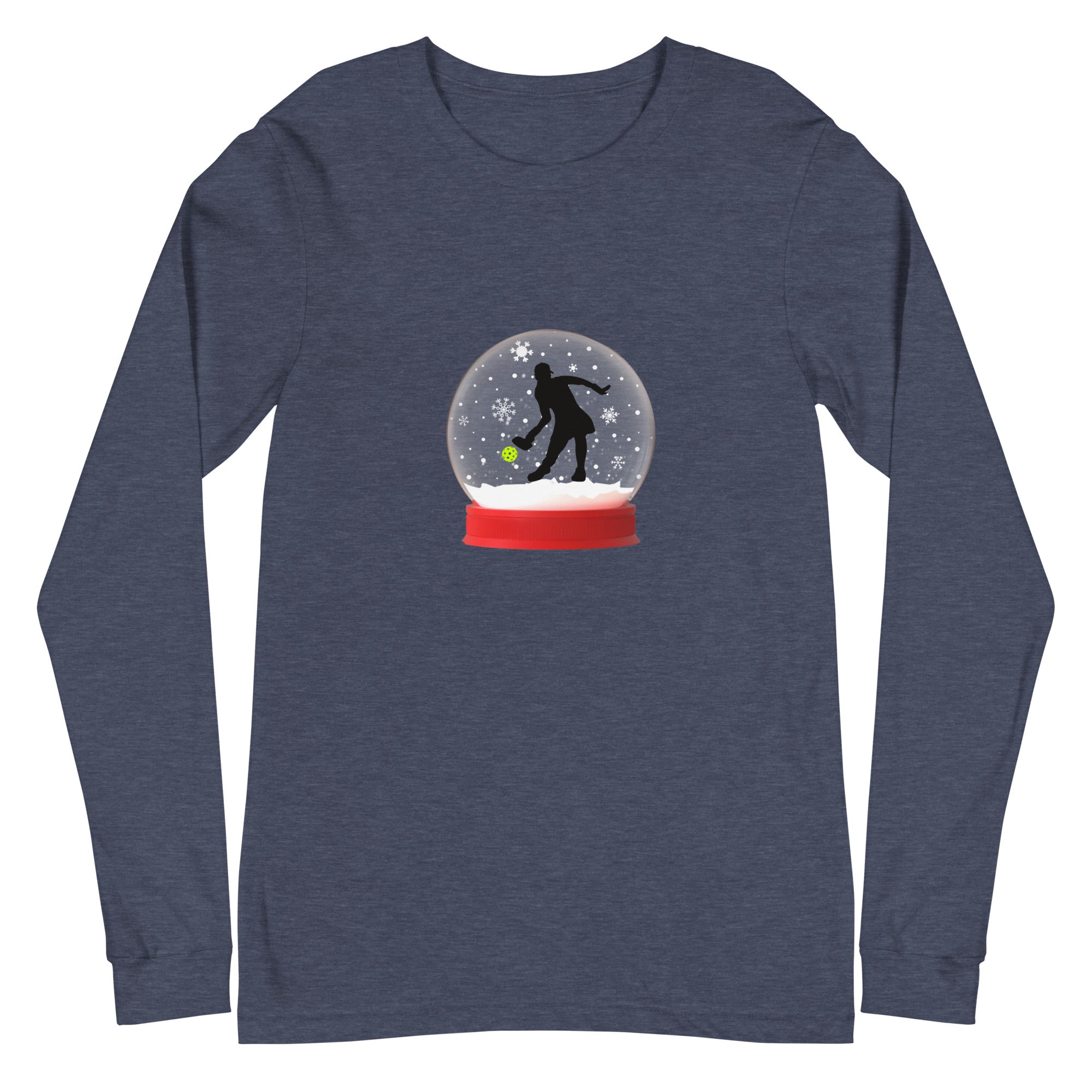 Unisex Pickleball Long Sleeve Tee - Xmas - Pickleball Christmas Snow Globe