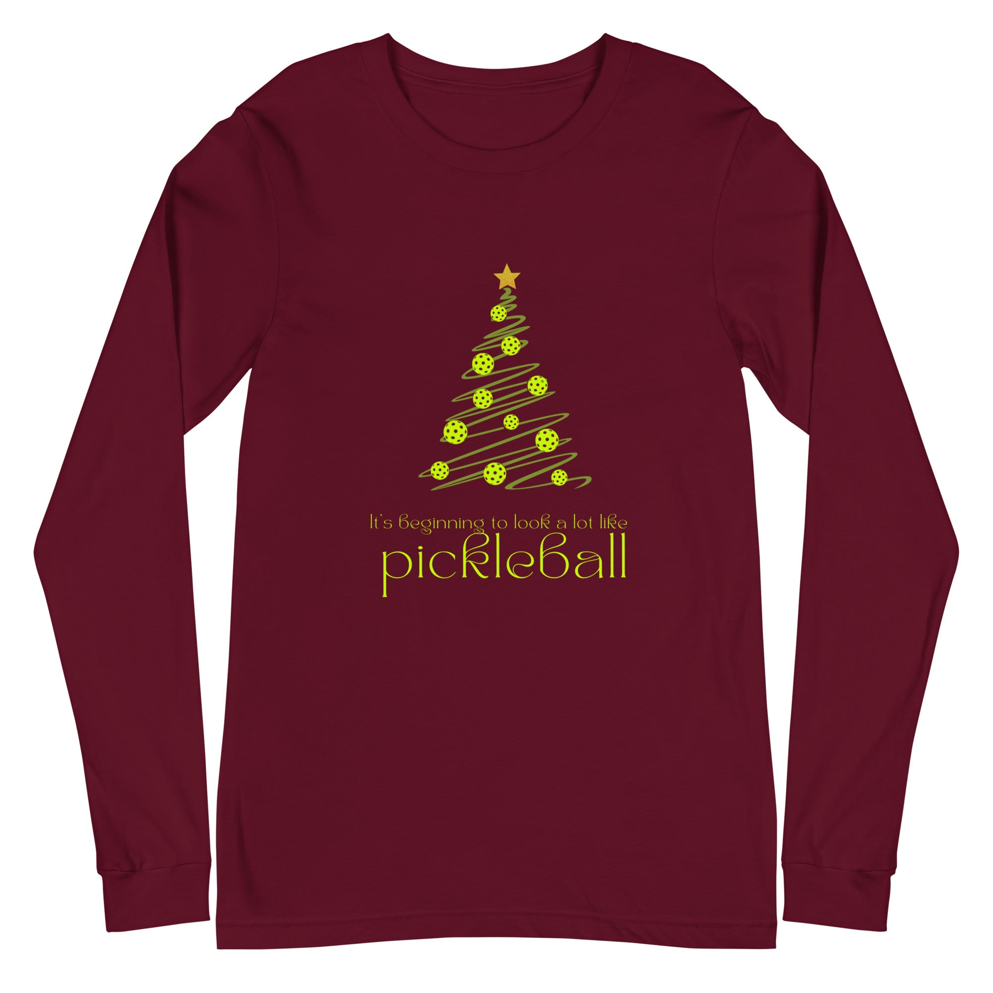 Unisex Pickleball Long Sleeve Tee - Xmas - It's Beginning to Look a Lot Like Pickleball