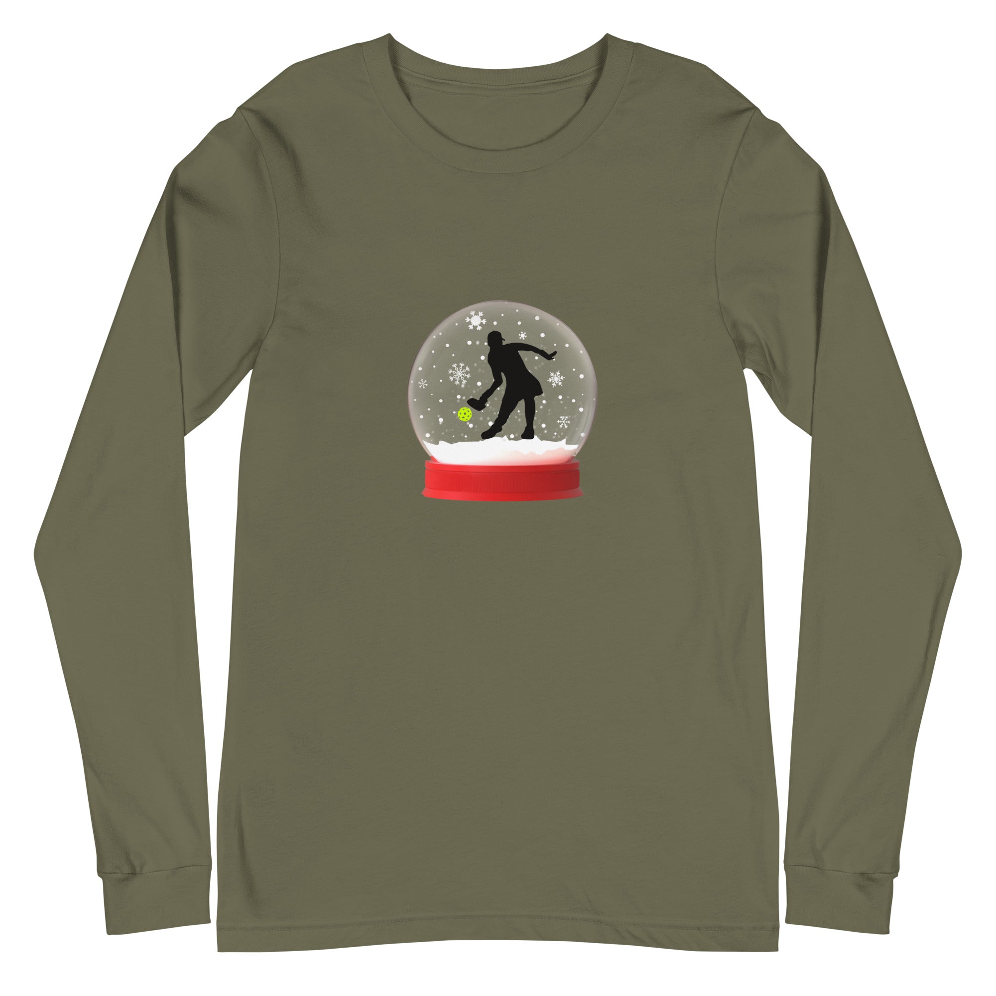 Unisex Pickleball Long Sleeve Tee - Xmas - Pickleball Christmas Snow Globe