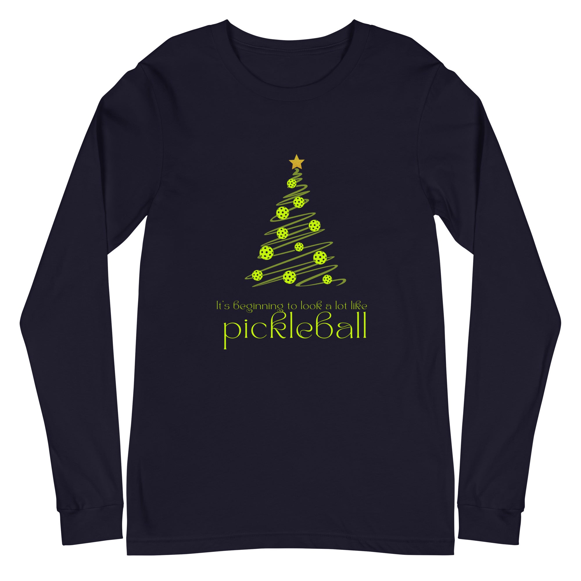 Unisex Pickleball Long Sleeve Tee - Xmas - It's Beginning to Look a Lot Like Pickleball