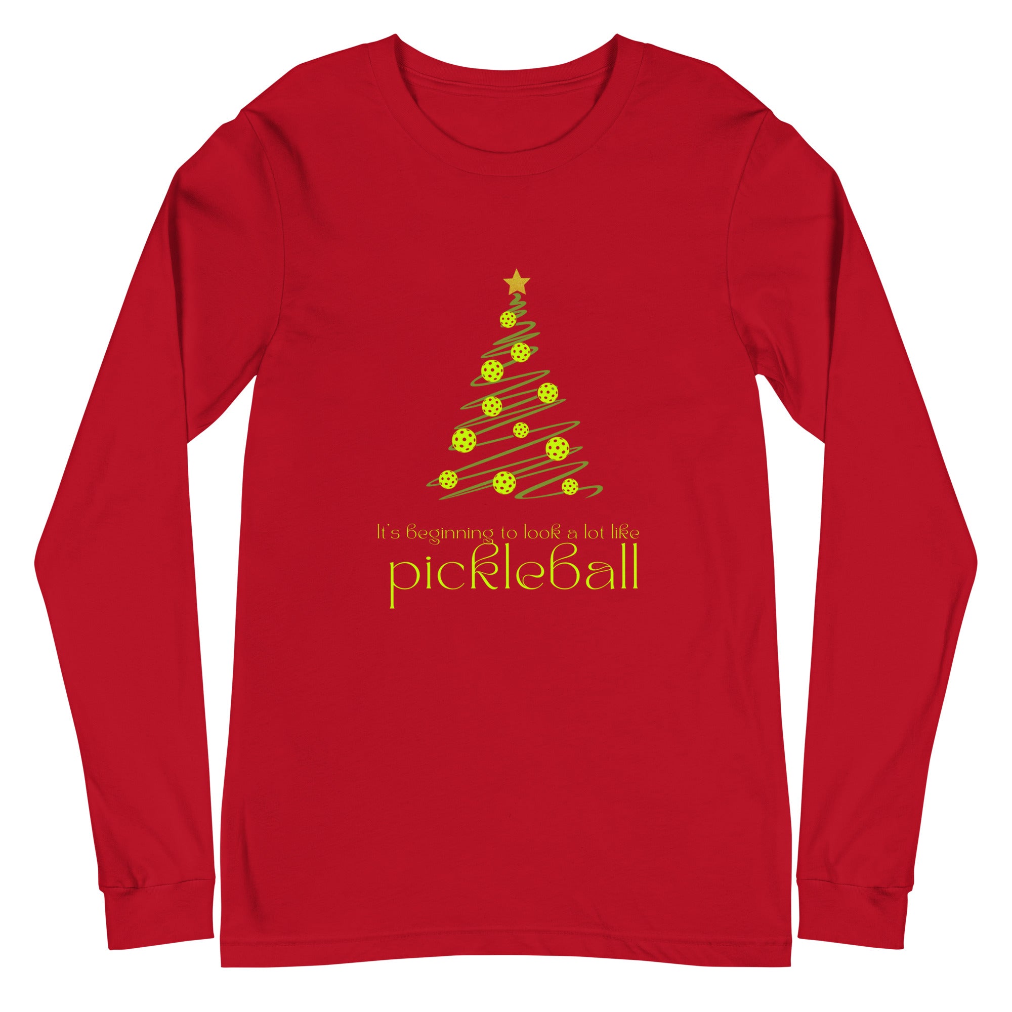 Unisex Pickleball Long Sleeve Tee - Xmas - It's Beginning to Look a Lot Like Pickleball