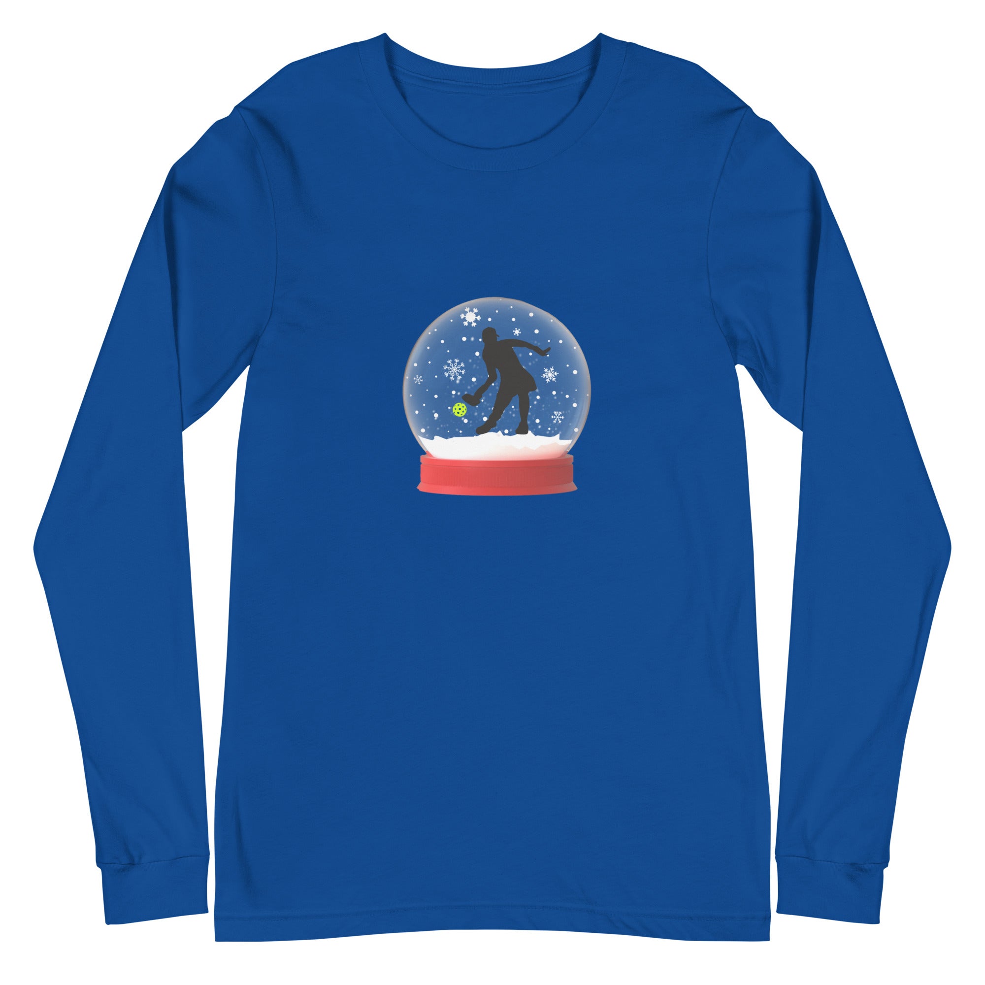 Unisex Pickleball Long Sleeve Tee - Xmas - Pickleball Christmas Snow Globe