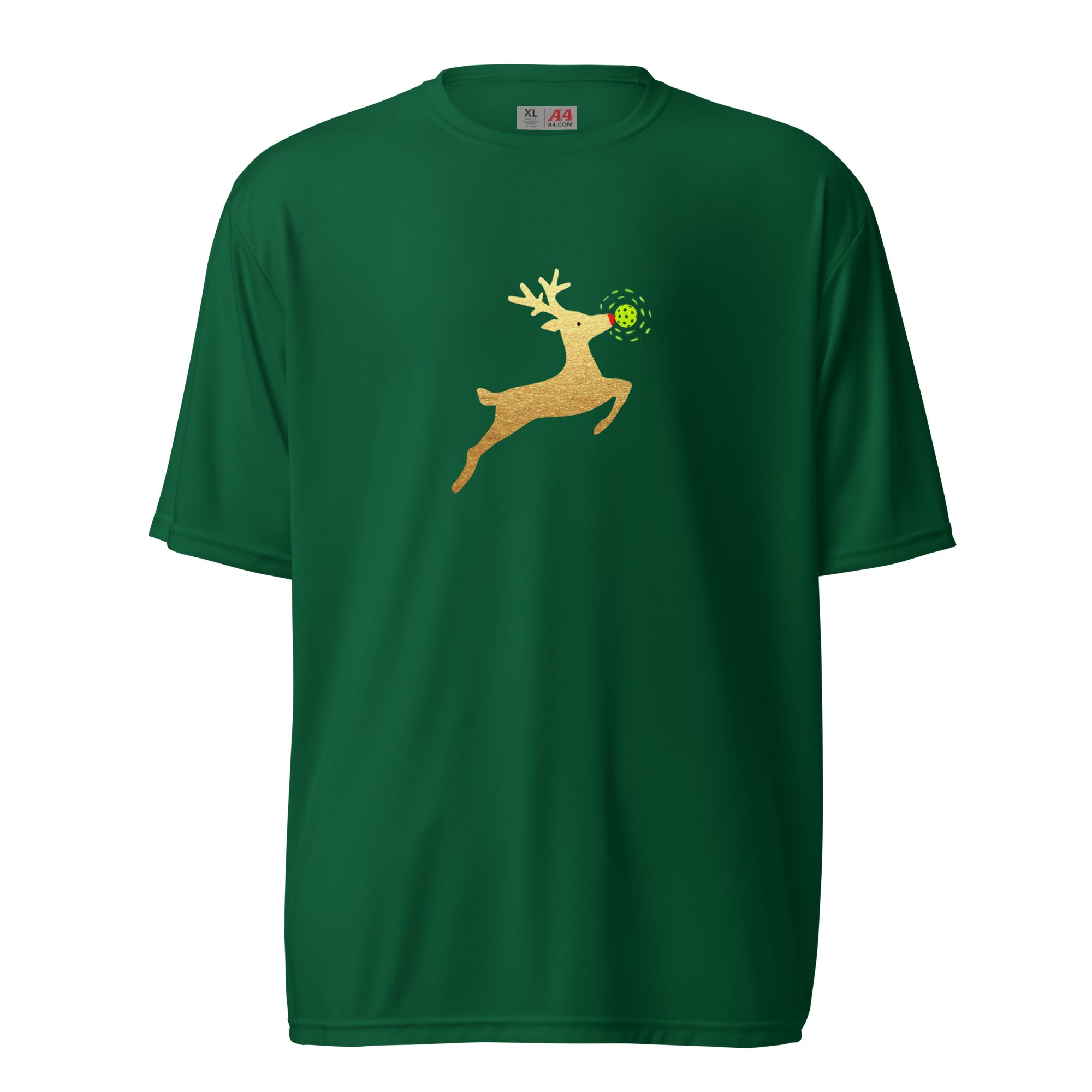 Christmas Pickleball T-shirt, Unisex - Xmas - Gold Reindeer Pickleball Nose