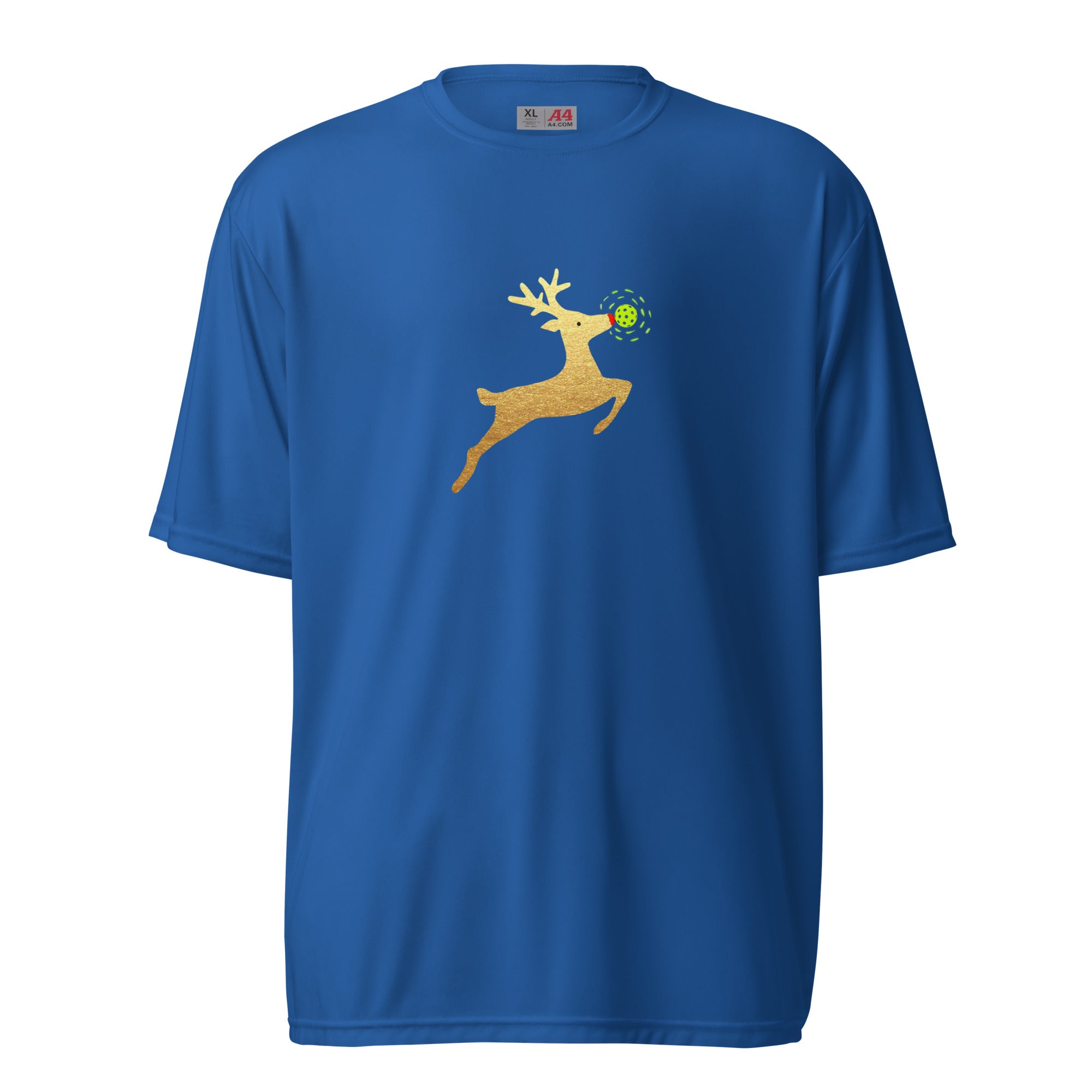 Christmas Pickleball T-shirt, Unisex - Xmas - Gold Reindeer Pickleball Nose