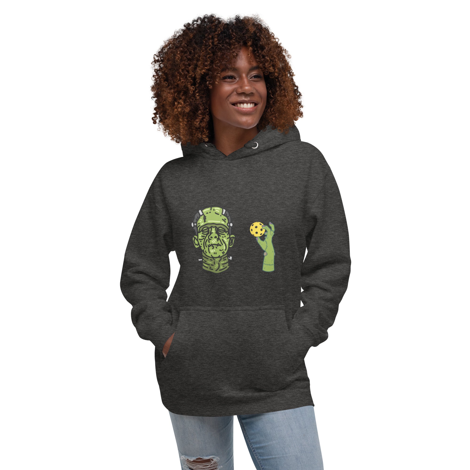 Unisex Premium Pickleball Hoodie - Halloween Pickleball Frankenstein