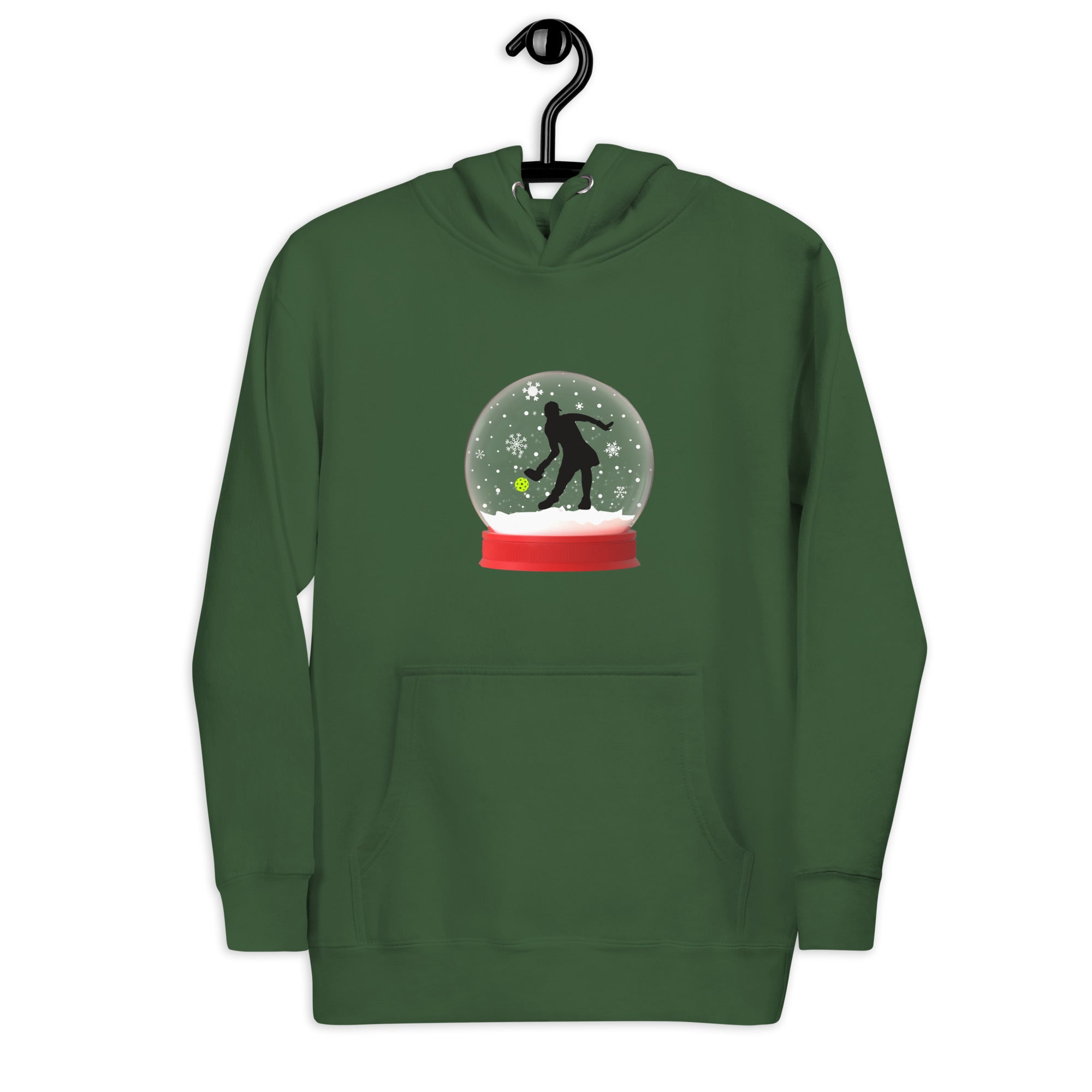 Christmas Pickleball Hoodie, Premium Unisex Hoodie - Xmas - Pickleball Christmas Snow Globe