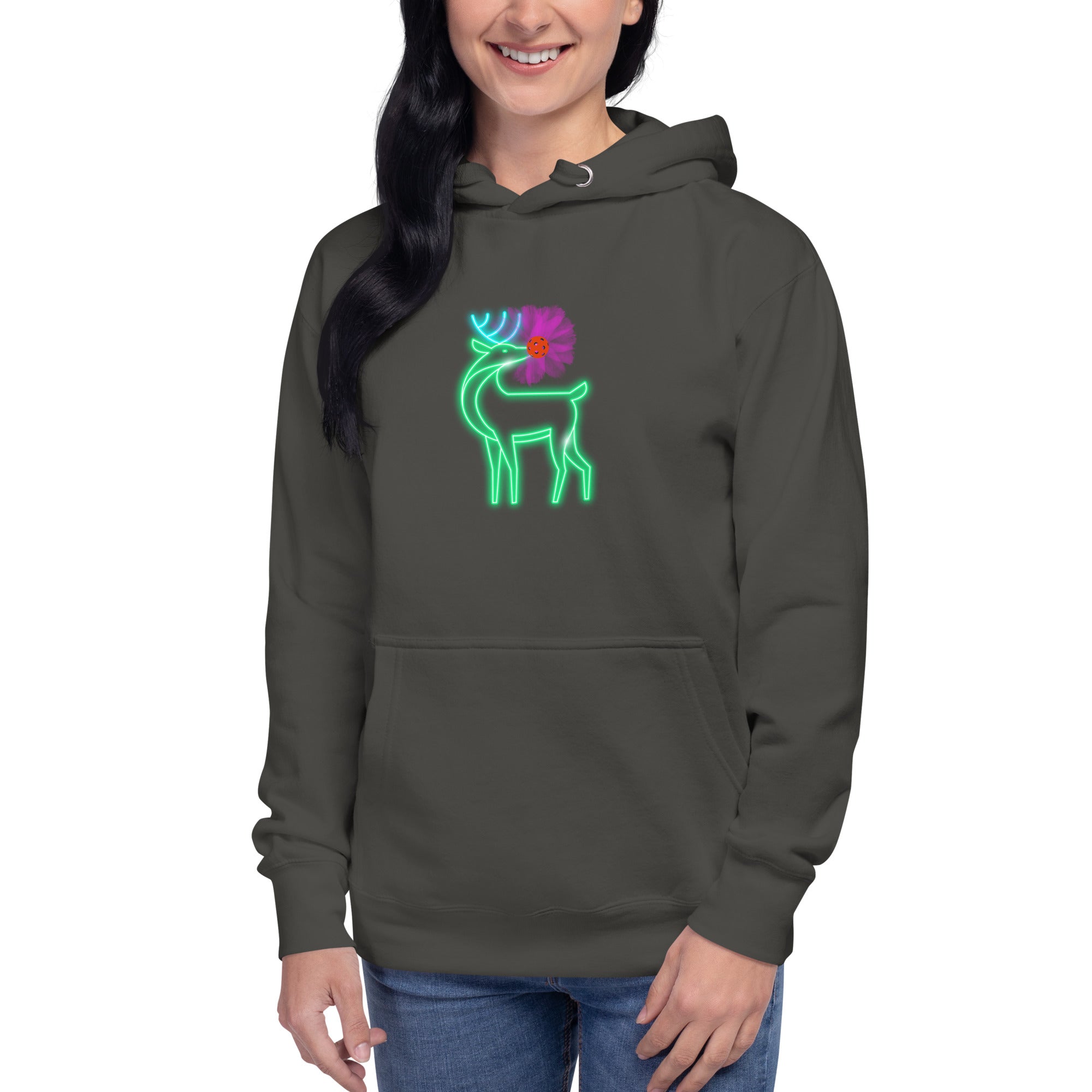 Christmas Pickleball Hoodie, Premium Unisex Hoodie - Xmas - Rudolph the Glowing Pickleball Reindeer