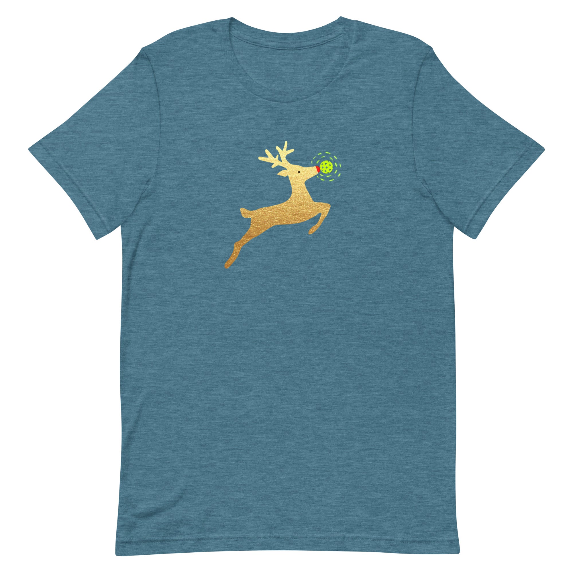 Pickleball Unisex T-shirt - Xmas - Gold Reindeer Pickleball Nose