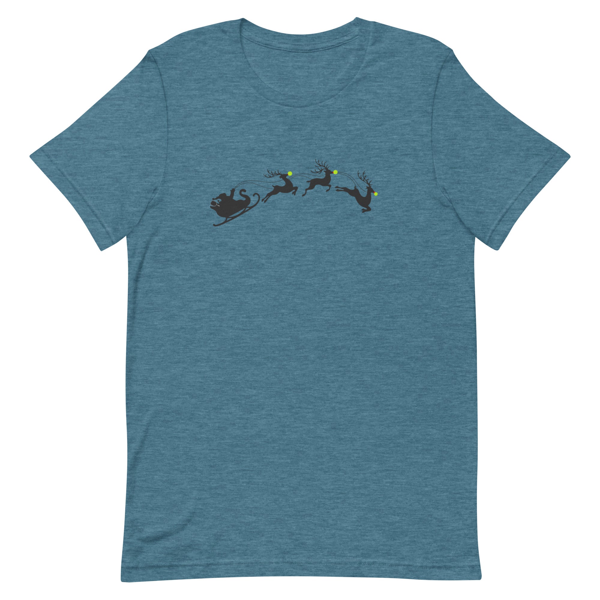 Pickleball Unisex T-shirt - Xmas - Santa with Pickleball Nose Reindeers