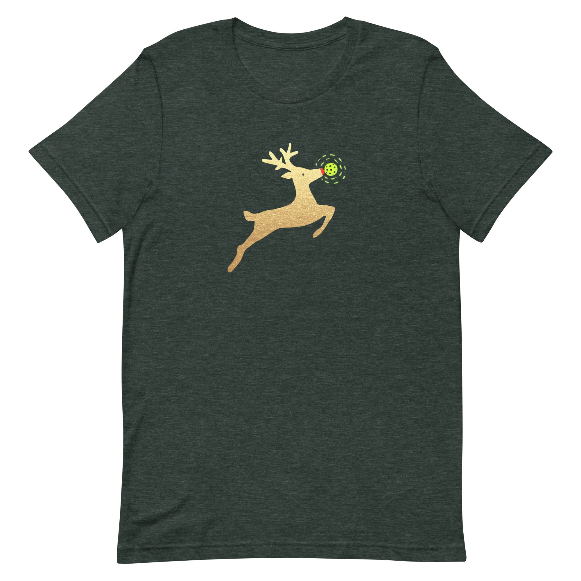 Pickleball Unisex T-shirt - Xmas - Gold Reindeer Pickleball Nose