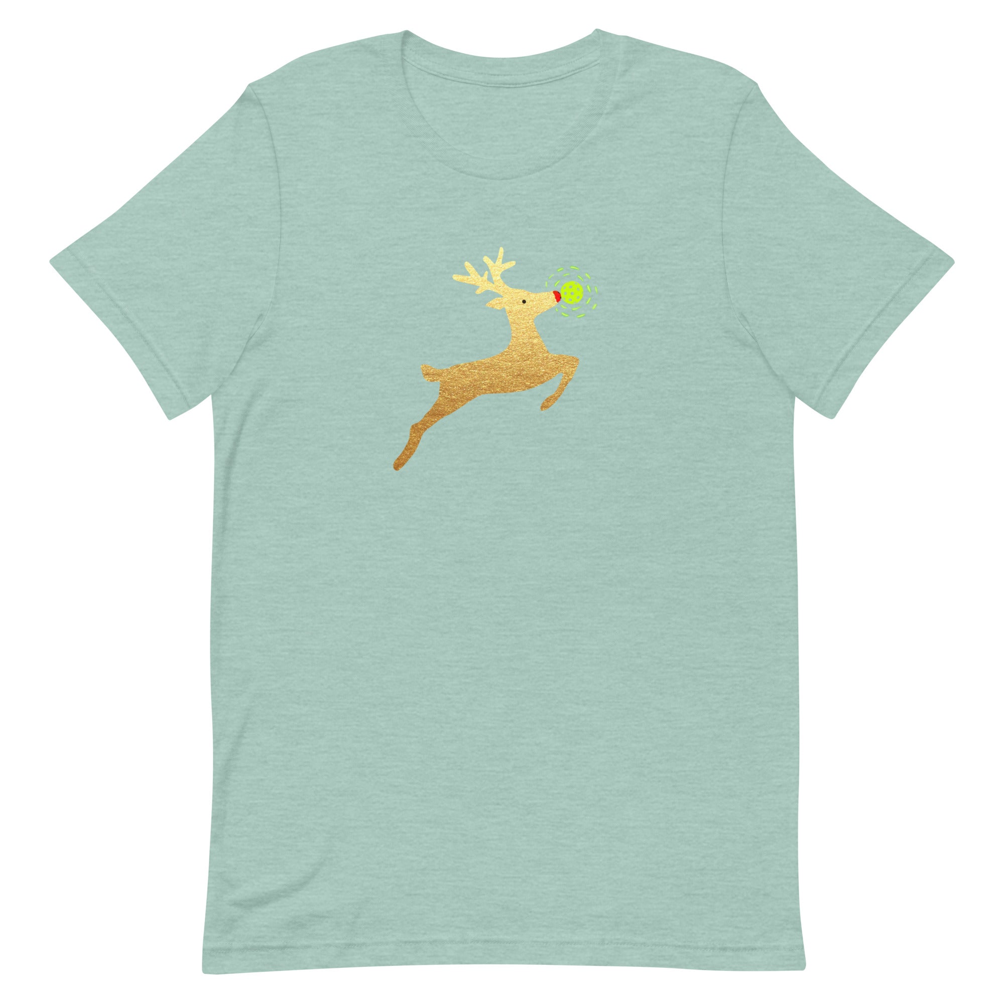 Pickleball Unisex T-shirt - Xmas - Gold Reindeer Pickleball Nose