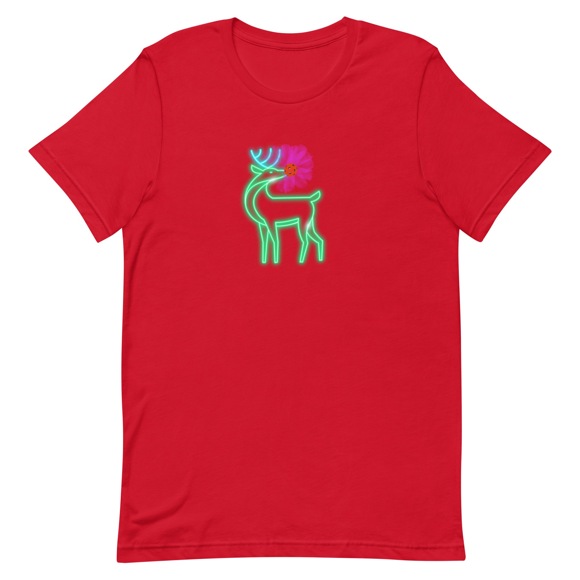 Christmas Pickleball Shirt, Unisex, Pickleball t-shirt -Xmas - Rudolph the Glowing Pickleball Reindeer